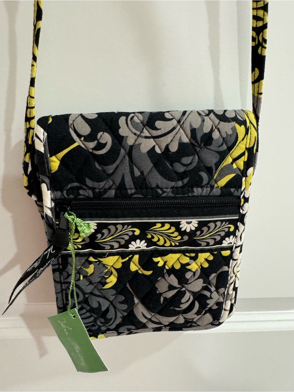 NWT Vera Bradley Mini Hipster Crossbody Bag Baroque Black Yellow